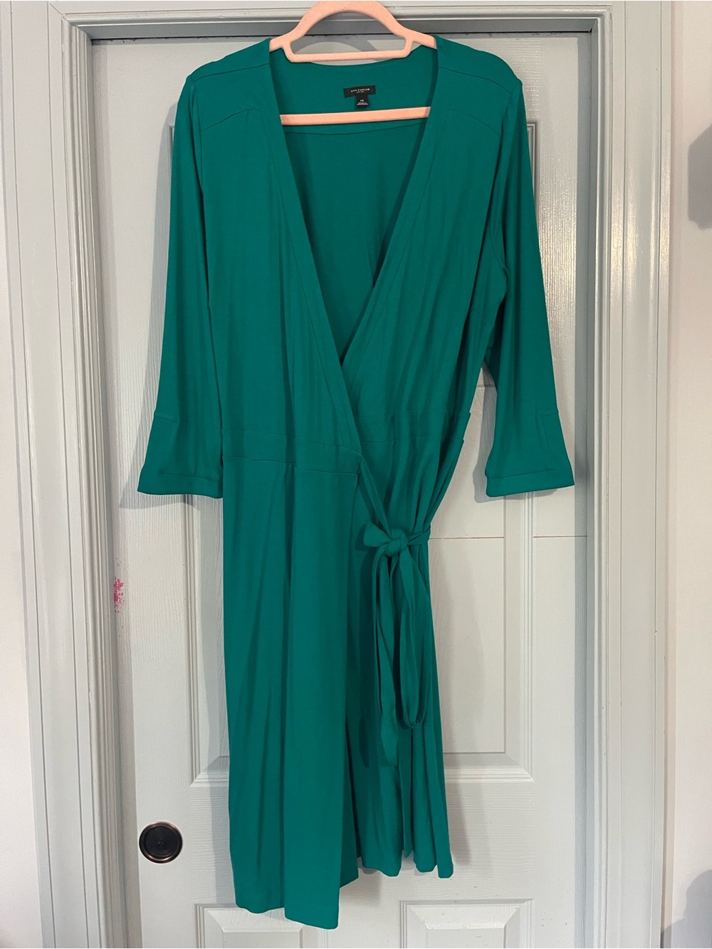 Ann Taylor Teal Wrap Dress with Tie Waist